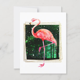 Carte Postale Flamant rose Forêt Magique