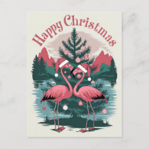 Carte Postale Flamant rose Joyeux Noël