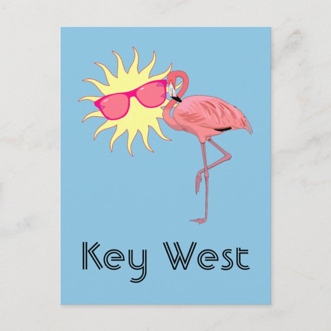 Carte Postale Flamant rose ouest clé (Devant)