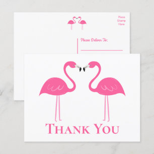 Carte Postale Flamant rose  rose de plage Tropical Merci Mariage