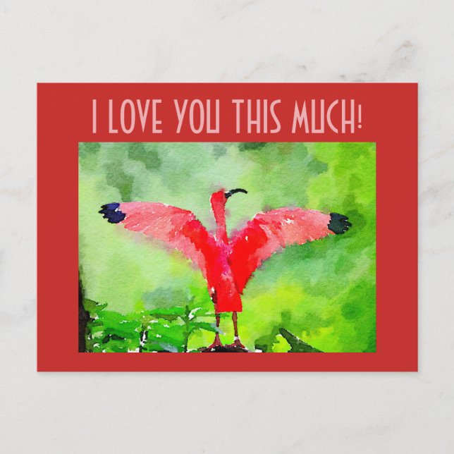 Carte postale - Flamant rose rose - Je t'aime tant (Devant)