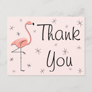 Carte postale Flamant rose rose "Merci"