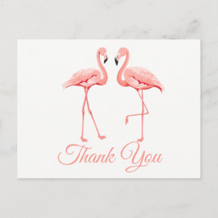 Carte Postale Flamant rose rose Merci Mariage tropical Été