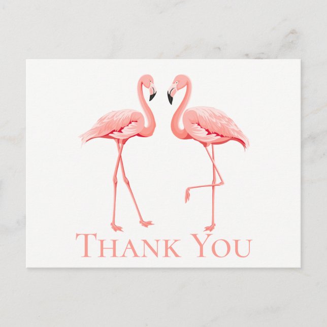 Carte Postale Flamant rose rose Merci Mariage tropical Été (Devant)