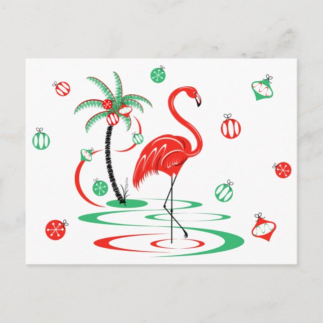 Carte postale Flamant rose rouge Baubles (Devant)