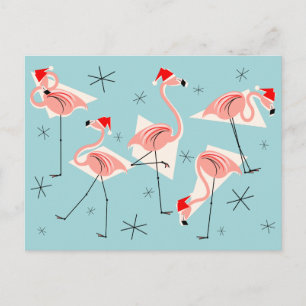 Carte postale Flamant rose Santas Blue
