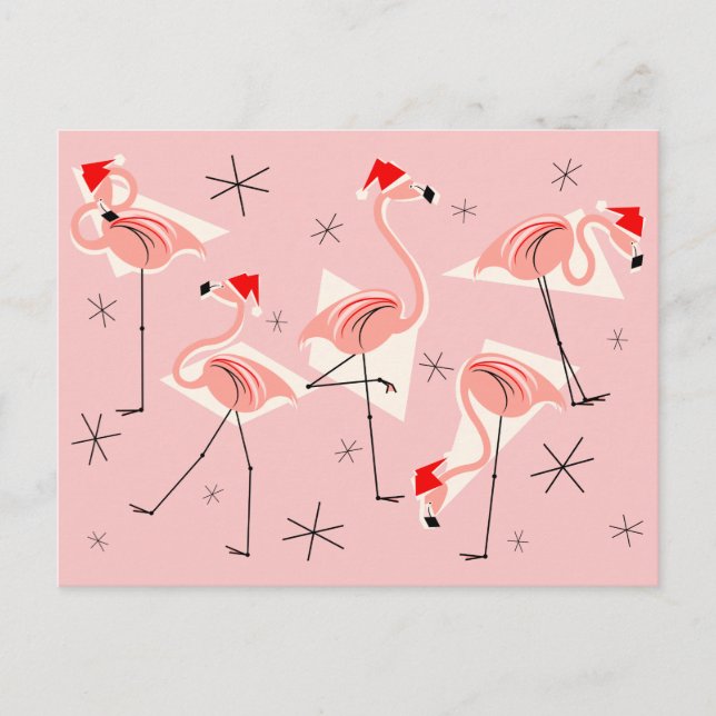 Carte postale Flamant rose Santas rose (Devant)