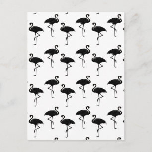 Carte Postale Flamant rose Silhouettes Motif noir blanc