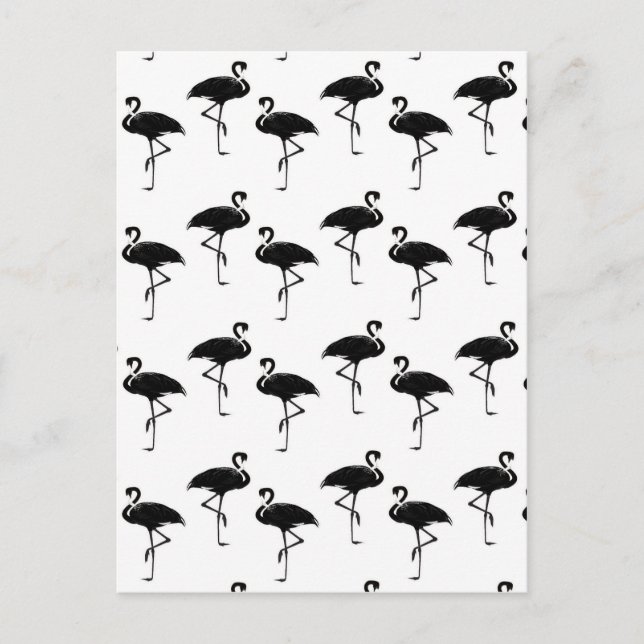 Carte Postale Flamant rose Silhouettes Motif noir blanc (Devant)