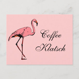 Carte postale Flamant rose Vintage café Invitation