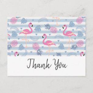 Carte Postale Flamant rose Whimsical et Merci Motif ananas