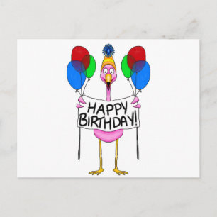 Carte Postale Flamant rose Whimsical Joyeux Ballons d'anniversai