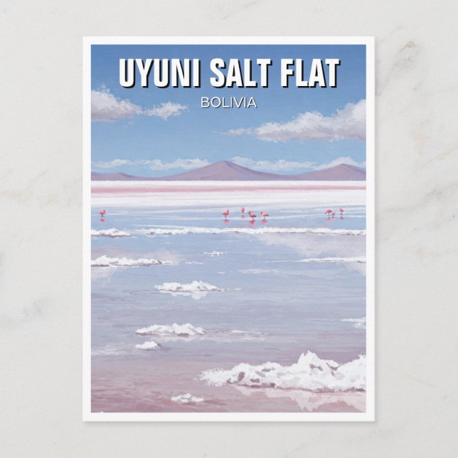 Carte Postale Flamants roses à Salt Flat Salar De Uyuni (Devant)