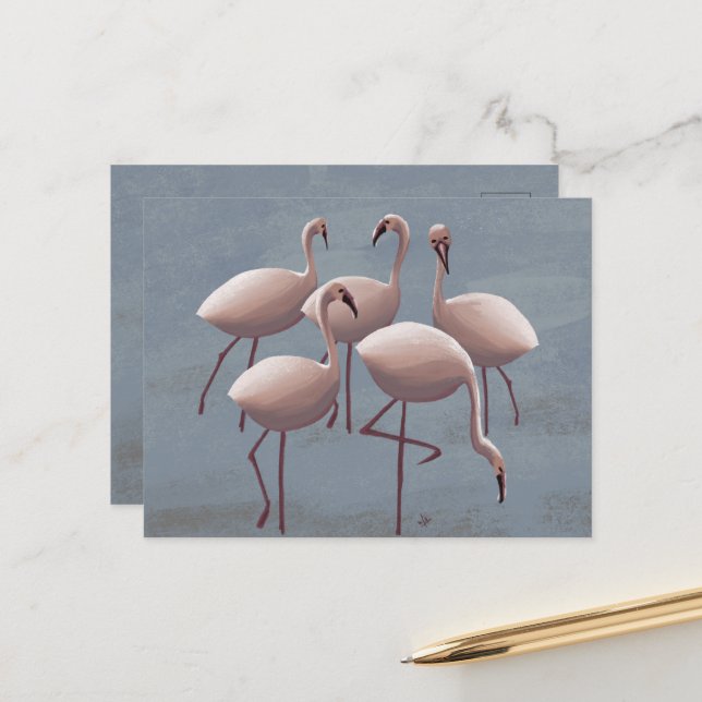 Carte Postale Flamants roses roses du Serengeti | Safari Wildlif (Devant/Arrière en situation)