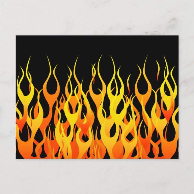 Carte Postale Flames de course Orange classique en feu (Devant)
