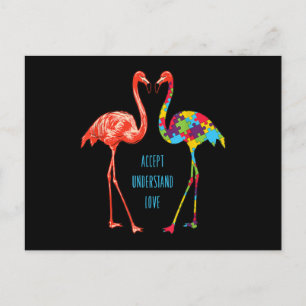 Carte Postale Flamingo Accepter Comprendre Aimer l'Autisme Fla