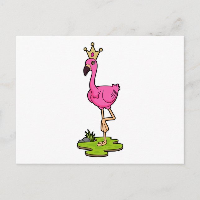 Carte Postale Flamingo as Princess with Crown (Devant)