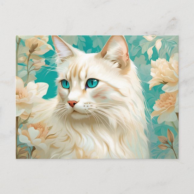 Carte Postale Flamme Lynx Point Siamese Portrait Art (Devant)