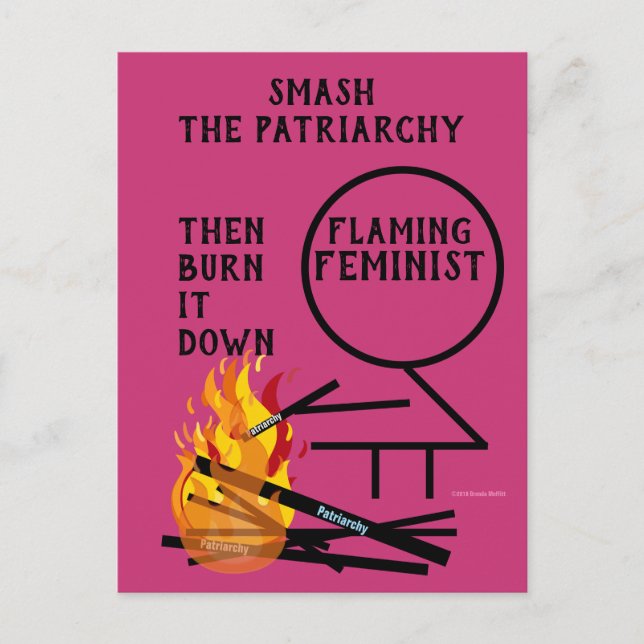 Carte Postale Flammer féministe mâcher le patriarcat 9 (Devant)