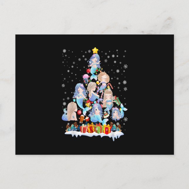 Carte Postale Flammes d'arbre de Noël de la sirène Fantastique N (Devant)
