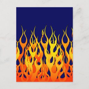 Carte Postale Flammes de course classique feu sur Décor bleu mar