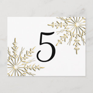 Carte Postale Flammes de neige d'hiver Gold sur la table blanche