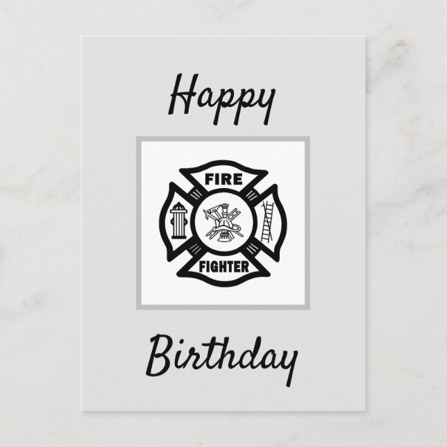 Carte Postale Flammes de pompiers Joyeux anniversaire (Devant)
