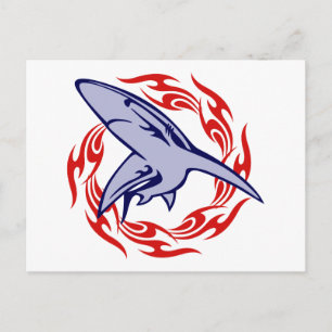 Carte Postale Flammes et requin
