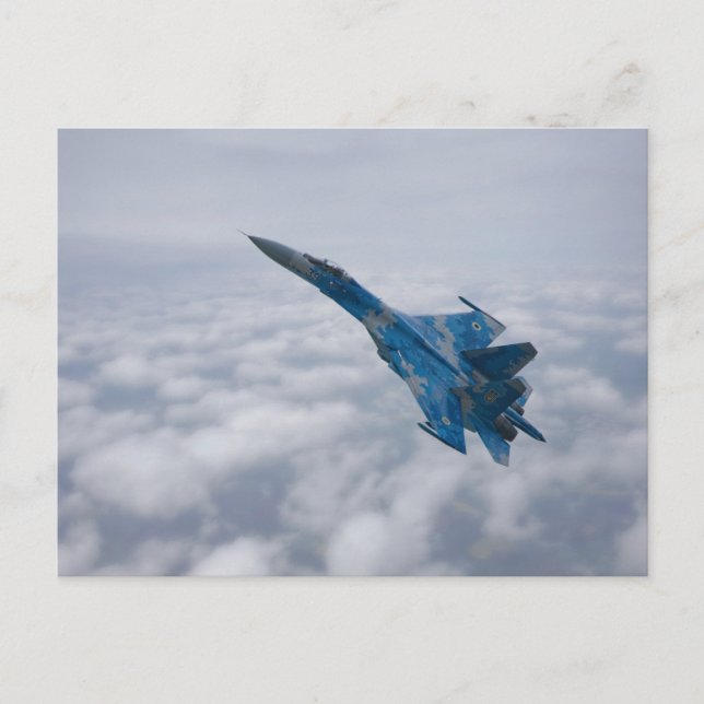 Carte Postale Flanker SU-27 Au-Dessus Des Nuages (Devant)