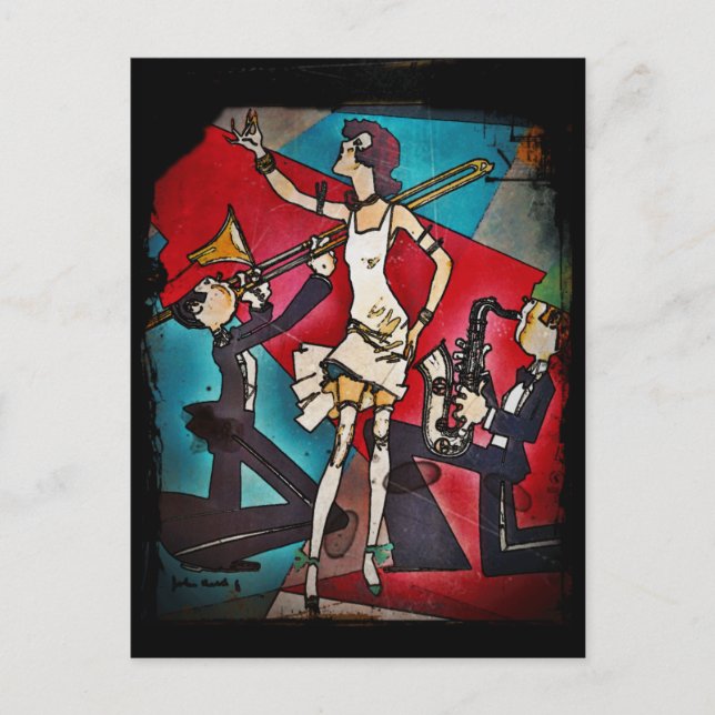 Carte Postale Flapper dans un groupe de jazz (Devant)