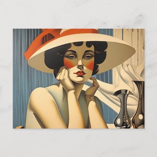 Carte Postale Flapper Elegance : Dans le style de Jean Dupas (Devant)