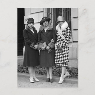 Carte Postale Flapper Girls, Cloche Casquettes 1920