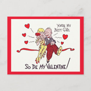 Carte postale Flapper Valentine vintage des années