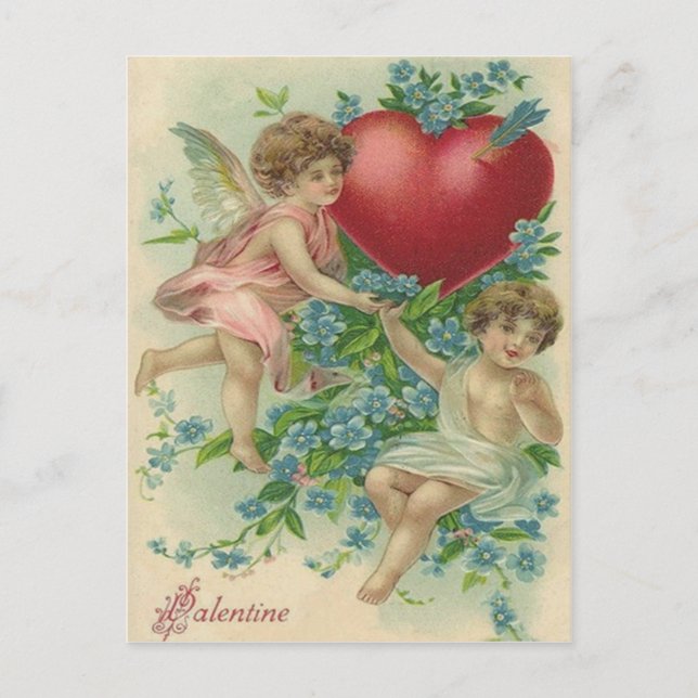 Carte Postale Flèche Coeur Cupide Cherub Oubliez-Moi-Nots (Devant)