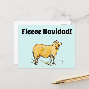 Carte Postale Fleece Feliz Navidad Funny Sheep Joke