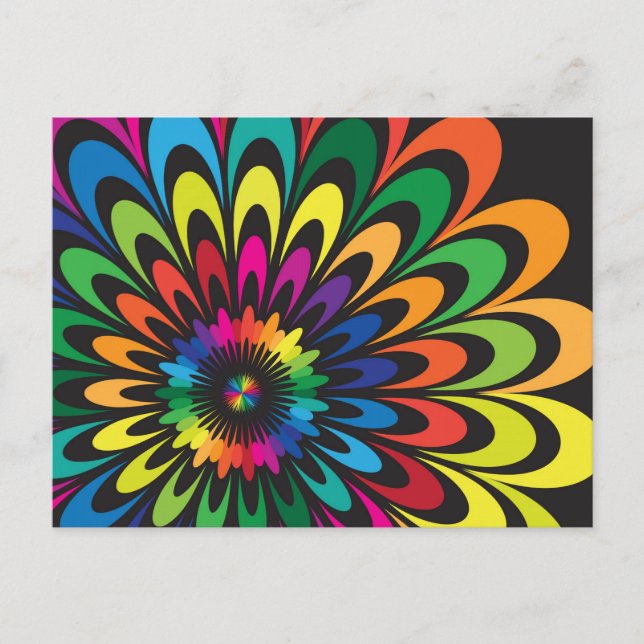 Carte Postale Fleur Abstraite colorée. (Devant)