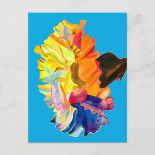 Carte Postale Fleur aquarelle de couleur vive oeillet