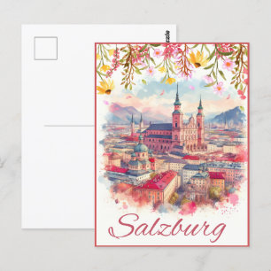 Carte Postale Fleur Autriche capitale salzbourg skyline