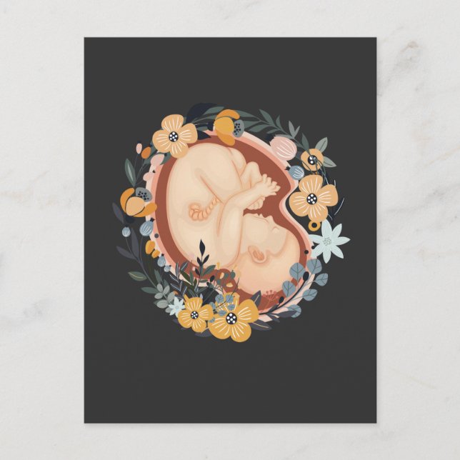 Carte Postale Fleur Bébé Enceinte Mère Maitre-femme (Devant)