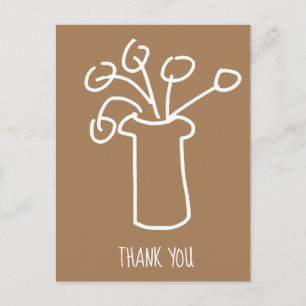 Carte Postale Fleur blanche art moderne simple contour