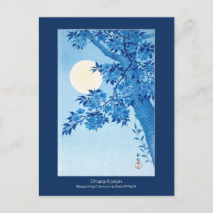 Carte Postale Fleur Cerise Lune Nuit Ohara Koson