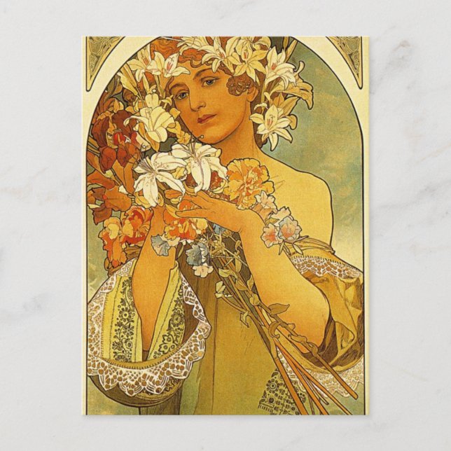 Carte Postale Fleur d'Alphonse Mucha (Devant)