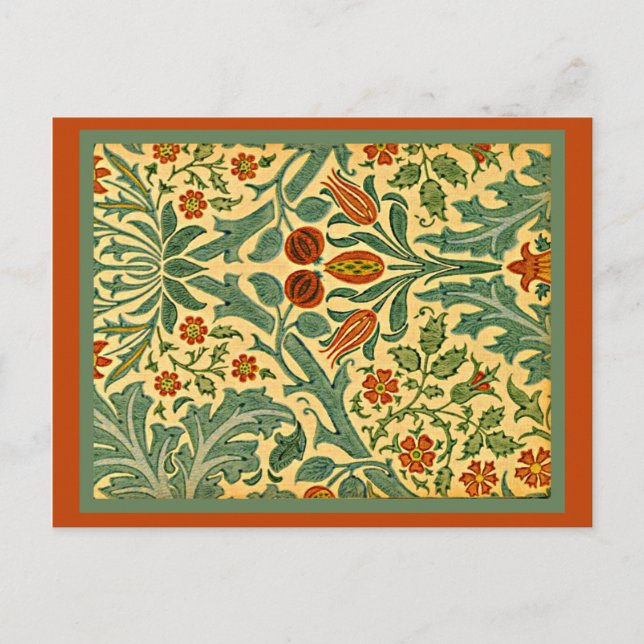Carte Postale Fleur d'automne, célèbre motif de William Morris (Devant)