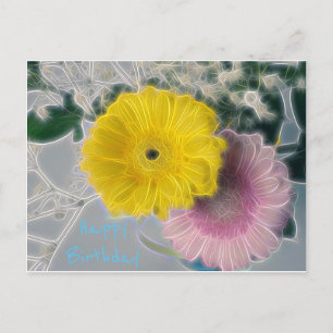 Carte Postale Fleur de Bonne Anniversaire Lumineuse
