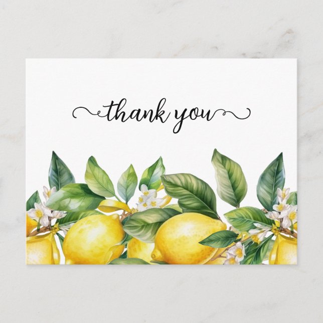 Carte Postale Fleur de citron à la peinture à l'eau remerciement (Devant)