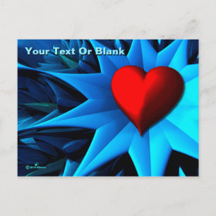 Carte Postale Fleur de cœur bleu fractale