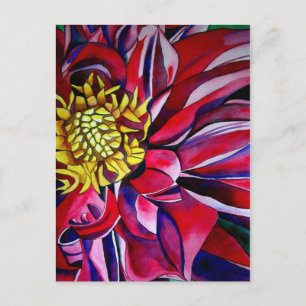 Carte Postale Fleur de Dahlia art abstrait