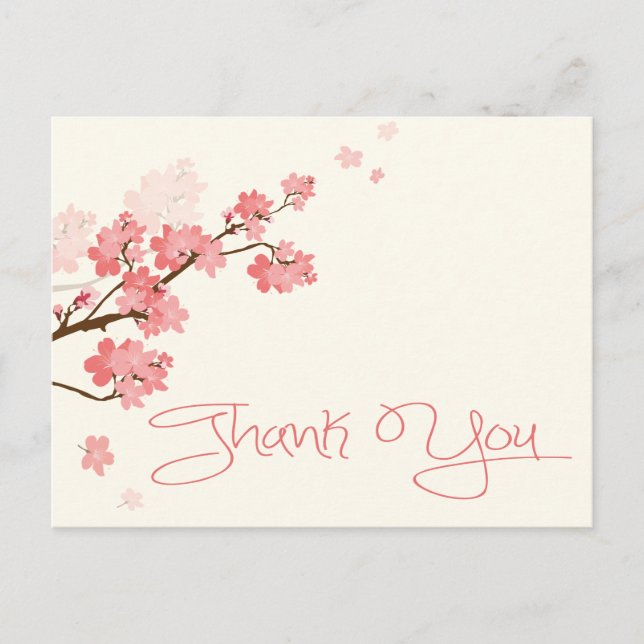 Carte Postale Fleur de fleurs de cerisier rose Merci (Devant)