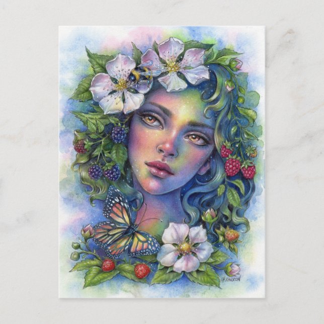 Carte Postale Fleur de fraise (Devant)