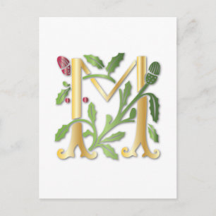Carte Postale Fleur de lis M Monogramme